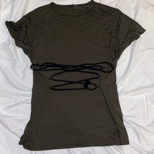 Fashion Nova Shirt with Rope Synching Waist